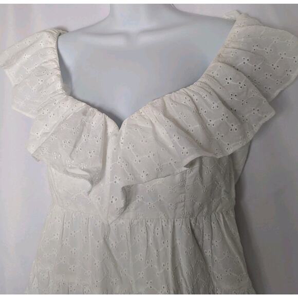 Lilly Pulitzer Emie Dress Resort White Ditsy Vine Eyelet Ruffle Sweetheart Sz 8 - Picture 6 of 11
